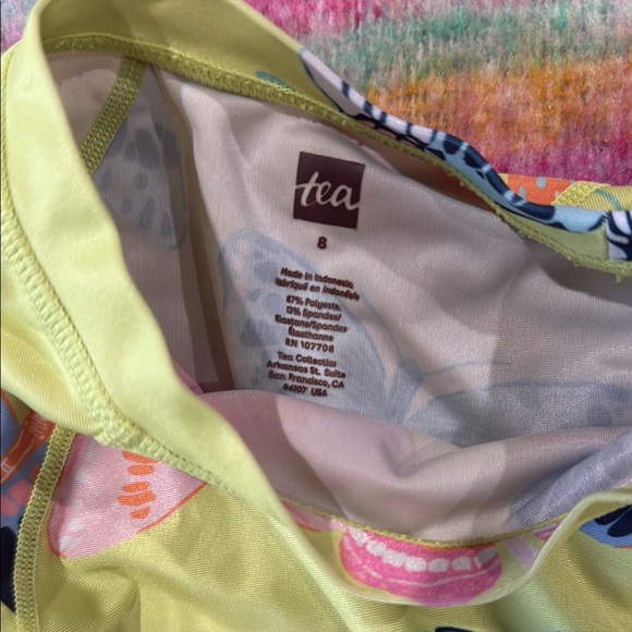 Tea Collection Yellow and Pink Rashguard with Playful Ruffles - Picture 2 of 4